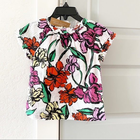 NWT Roller Rabbit Toddler Girls Jorales Hawaiian Print Cap Sleeve Top - Picture 2 of 4